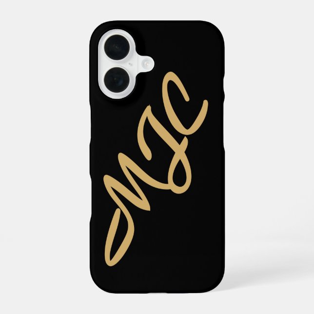 Funda Para iPhone 16 Monograma negro personalizado (Reverso )