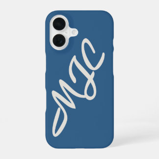 Funda Para iPhone 16 Monograma personalizado azul costero