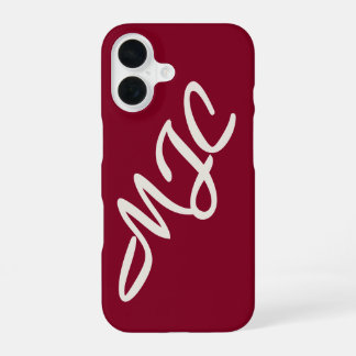 Funda Para iPhone 16 Monograma personalizado de Borgoña