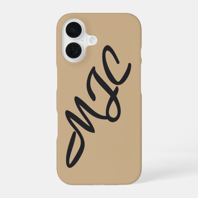 Funda Para iPhone 16 Monograma personalizado de camello (Reverso )