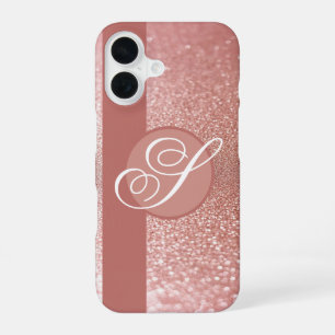 Funda Para iPhone 16 Monograma Purpurina rosa