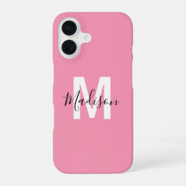 Funda Para iPhone 16 Monograma Rosa Personalizado