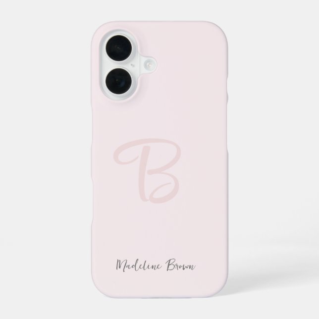 Funda Para iPhone 16 Monograma Rubor Rosa Moderno Feminina Minimalista (Reverso )