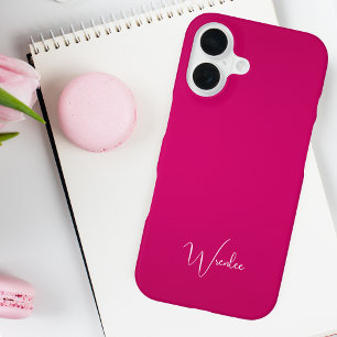 Funda Para iPhone 16 Monograma Simple Rosa Moderno Minimalista
