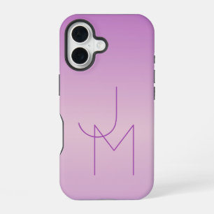 Funda Para iPhone 16 Monograma superpuesto único   Rosa lavanda suave