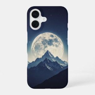 Funda Para iPhone 16 Montañas Vintage Bajo la Luna Llena