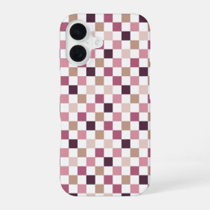 Funda Para iPhone 16 Mosaico Minimalista Cuadrados Morado y Marrón