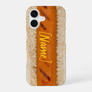 Funda Para iPhone 16 Mostaza Personalizada para Perro Caliente Nombre F