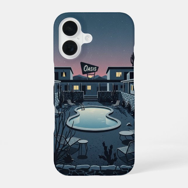 Funda Para iPhone 16 Motel al anochecer (Reverso )