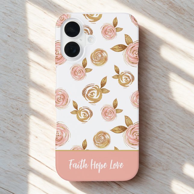 Funda Para iPhone 16 Motivational Quote Pink Floral Phone Case (Subido por el creador)