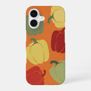 Funda Para iPhone 16 Motivo de Pimientos Estilizados Vintage