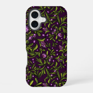 Funda Para iPhone 16 Motivo Floral Artístico: Flores Morados