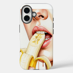 Funda Para iPhone 16 mujer comiendo plátano pálido