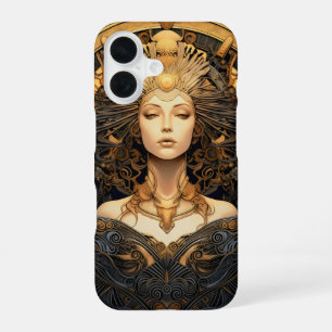 Funda Para iPhone 16 Mujer de oro Art Deco