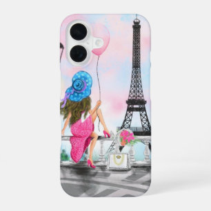 Funda Para iPhone 16 Mujer en París Torre Eiffel
