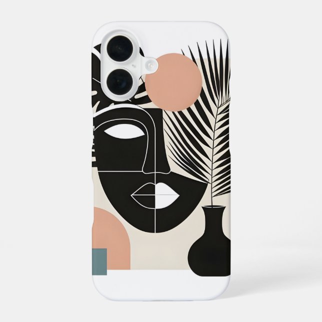 Funda Para iPhone 16 Mujer negra geométrica (Reverso )