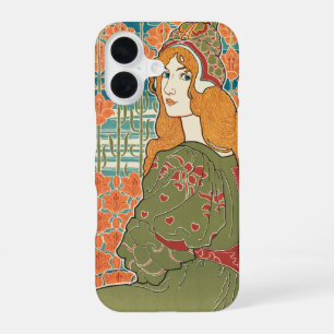 Funda Para iPhone 16 Mujer pelirroja lirios naranjas impresión de arte 