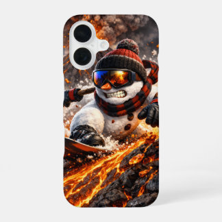 Funda Para iPhone 16 Muñeco de nieve destrozándose en un volcán activo