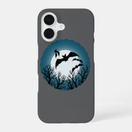 Funda Para iPhone 16 Murciélagos y árboles contra la luna