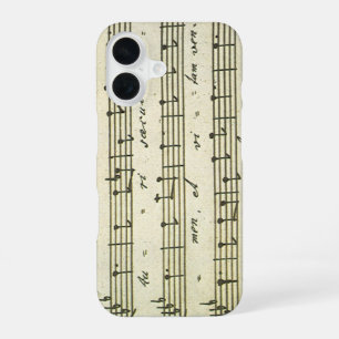 Funda Para iPhone 16 Música de hoja vintage, partitura musical antigua 