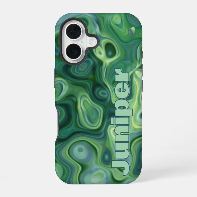 Funda Para iPhone 16 Mystic Green Abstract Swirls (Reverso )