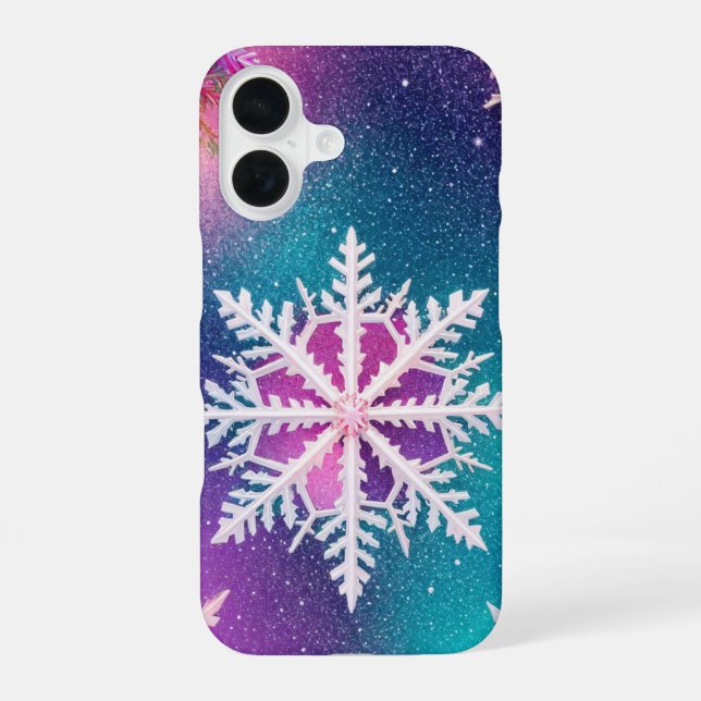 Funda Para iPhone 16 Mystical Snowflake and Cosmic Glow Phone Case (Reverso )