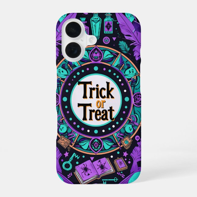 Funda Para iPhone 16 Mystical Spellbook Trick or Treat Halloween Design (Reverso )