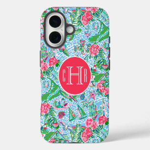Funda Para iPhone 16 Nantucket Preppy Palm Beach Estampado Monogramado