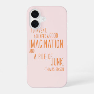 Funda Para iPhone 16 Naranja de tipografía Minimalista de inventor de a