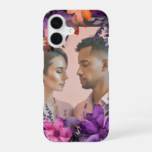 Funda Para iPhone 16 Naranja rosa morado Lilies Boda Cosecha otoñal