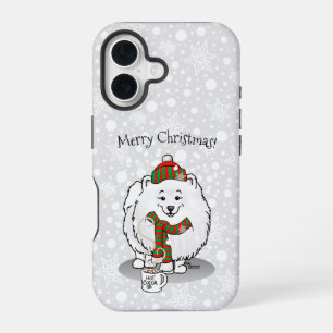 Funda Para iPhone 16 Navidad de invierno Pomerania (blanco) Bufanda de