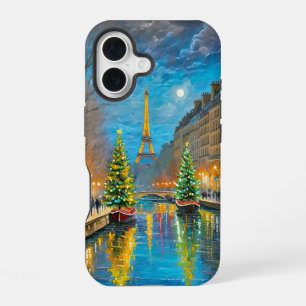 Funda Para iPhone 16 Navidades de París estuche para iPhone nocturno /