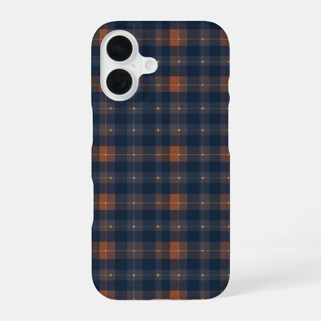 Funda Para iPhone 16 Navy and Brown Plaid Pattern (Reverso )