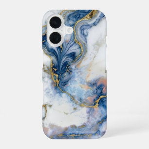 Funda Para iPhone 16 Navy Blue & Liquid Gold Marble Case iPhone 16