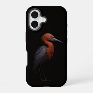 Funda Para iPhone 16 Negro 4 Luxe iPhone 16 Mate, Garceta rojiza