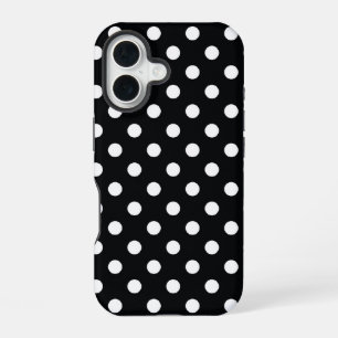 Funda Para iPhone 16 Negro con lunares blancos