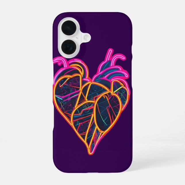 Funda Para iPhone 16 Neon Anatómico Heart Hoodie | Botánico artístico (Reverso )