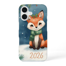 new year 2026 cute winter fox iphone case