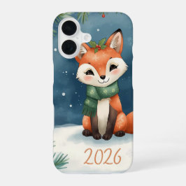 Funda Para iPhone 16 new year 2026 cute winter fox iphone case