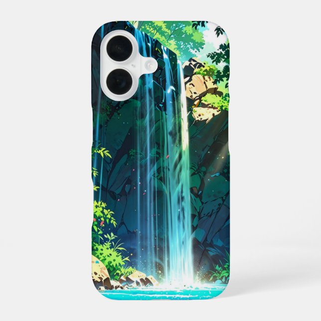 Funda Para iPhone 16 Niebla de arcoíris Anime Cascada (Reverso )
