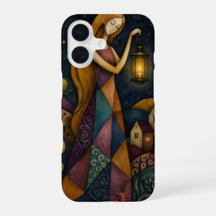 FUNDA PARA iPhone 16 NIÑA DE LA LINTERNA BAJO EL CIELO AZUL ESTRELLADO