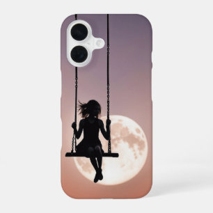 Funda Para iPhone 16 Niña En Un Columpio Silueta En Una Luna