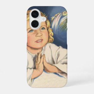 Funda Para iPhone 16 Niña rezando a Jesucristo, oraciones a la hora de
