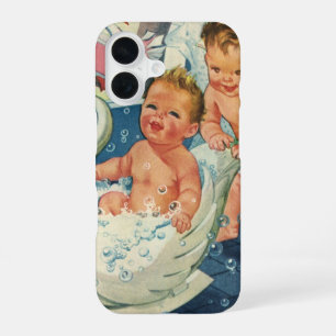 Funda Para iPhone 16 Niños antiguos jugando con burbujas en bañera de c