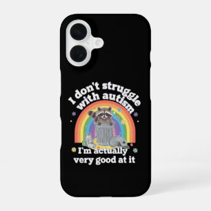 Funda Para iPhone 16 No Lucho Con El Autismo Autista Mapache Divertido