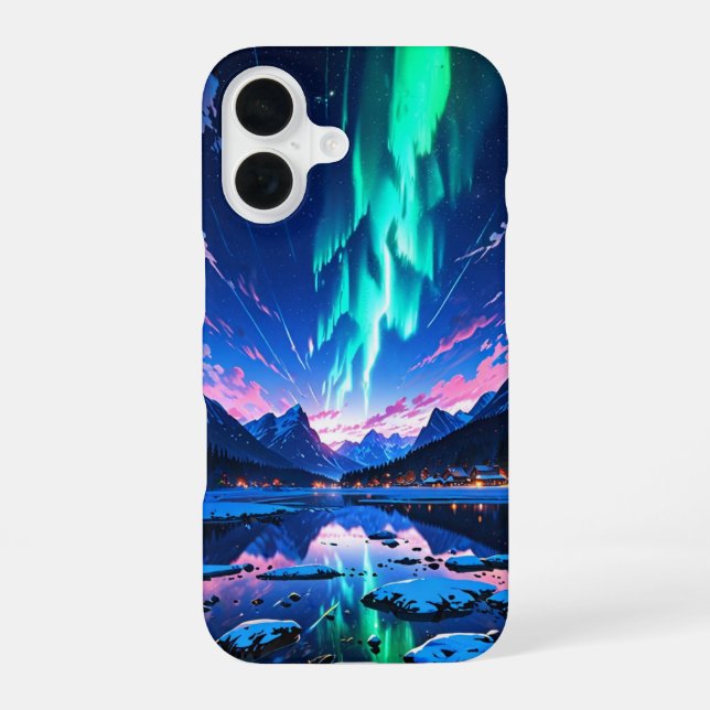 Funda Para iPhone 16 Noche de aurora de invierno (Reverso )