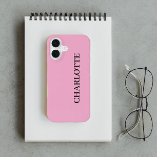 Funda Para iPhone 16 Nombre con letra script personalizada rosa moderna