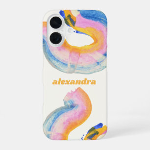 Funda Para iPhone 16 Nombre de color de agua azul y amarillo abstracto
