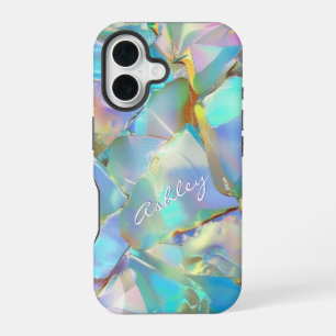 Funda Para iPhone 16 Nombre de guión blanco sobre fondo de ópalo