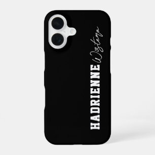 Funda Para iPhone 16 Nombre de guión de monograma universitario blanco